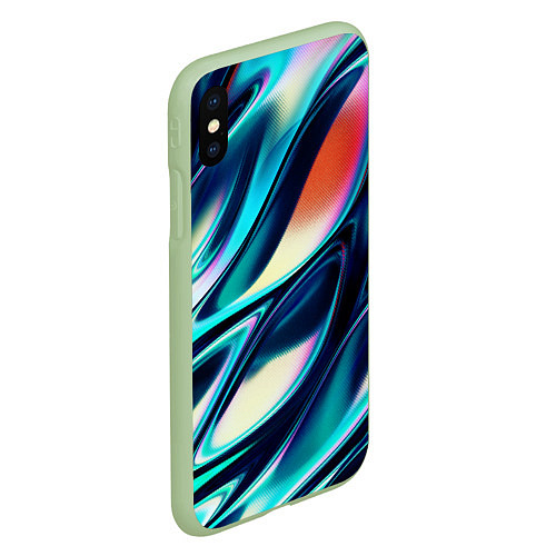 Чехол iPhone XS Max матовый Abstract Wave / 3D-Салатовый – фото 2