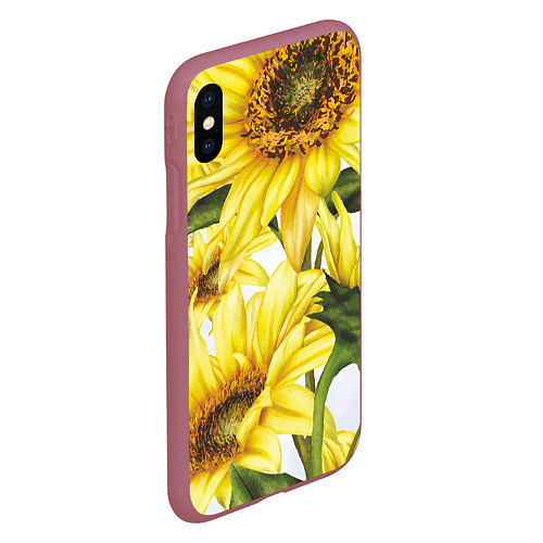 Чехол iPhone XS Max матовый Сезон подсолнухов / 3D-Малиновый – фото 2