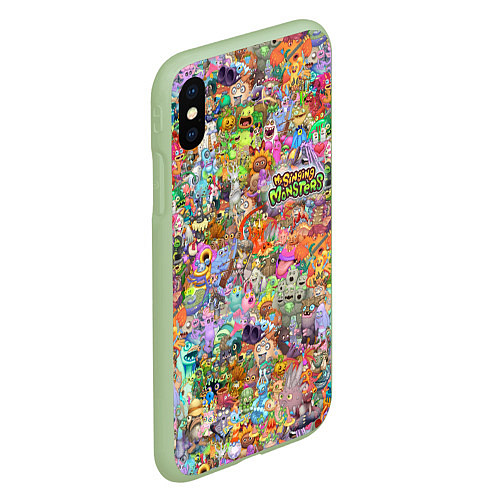 Чехол iPhone XS Max матовый MY SINGING MONSTERS Все персонажи / 3D-Салатовый – фото 2