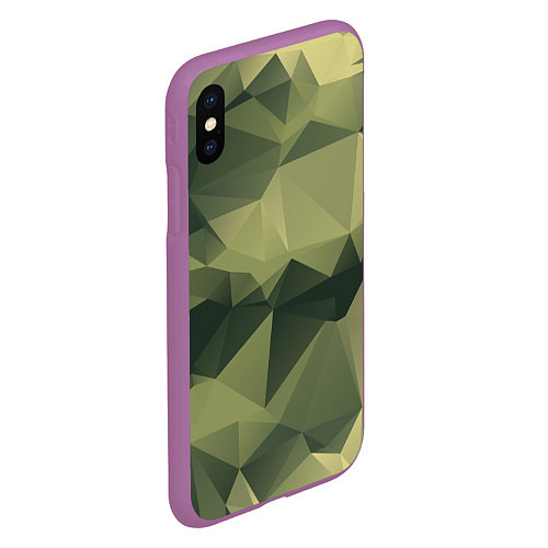 Чехол iPhone XS Max матовый 3д полигоны - камуфляж / 3D-Фиолетовый – фото 2