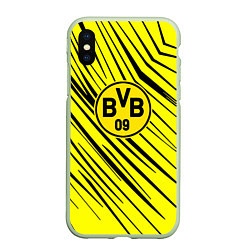 Чехол iPhone XS Max матовый Borussia боруссия абстрактный фон желтый, цвет: 3D-салатовый