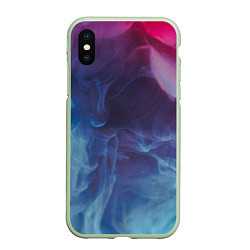 Чехол iPhone XS Max матовый Неоновый дым - Голубой и розовый