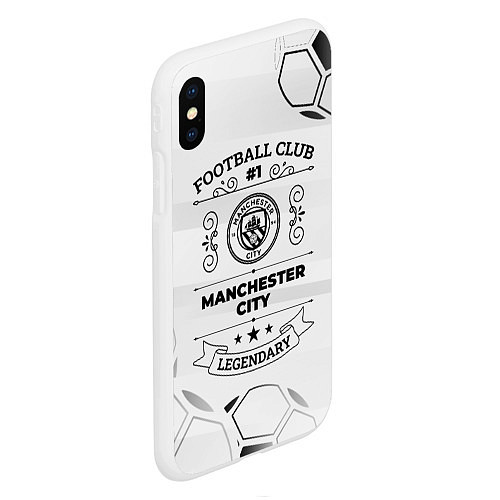 Чехол iPhone XS Max матовый Manchester City Football Club Number 1 Legendary / 3D-Белый – фото 2
