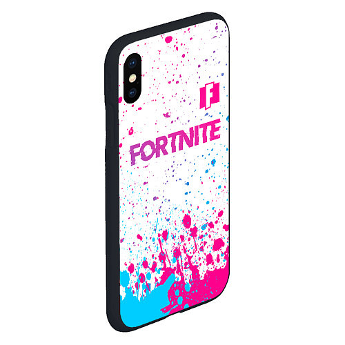 Чехол iPhone XS Max матовый Fortnite Neon Gradient / 3D-Черный – фото 2