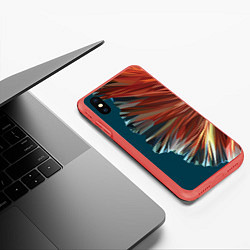 Чехол iPhone XS Max матовый Полигональные линии, цвет: 3D-красный — фото 2