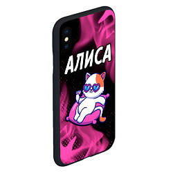 Чехол iPhone XS Max матовый Алиса - КОШЕЧКА - Огонь, цвет: 3D-черный — фото 2