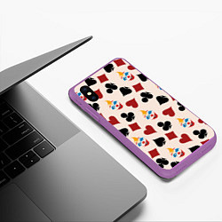 Чехол iPhone XS Max матовый Джокер карты масть cards joker clown, цвет: 3D-фиолетовый — фото 2