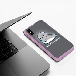 Чехол iPhone XS Max матовый Seal of Disapproval, цвет: 3D-сиреневый — фото 2