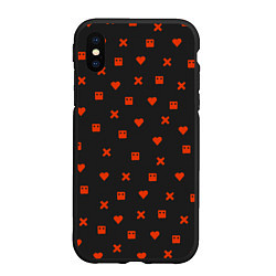 Чехол iPhone XS Max матовый Love Death and Robots red pattern, цвет: 3D-черный