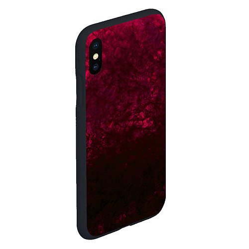 Чехол iPhone XS Max матовый Темно-красный абстрактный узор текстура камня / 3D-Черный – фото 2