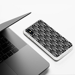 Чехол iPhone XS Max матовый Черно-белый модный геометрический узор арт деко, цвет: 3D-белый — фото 2