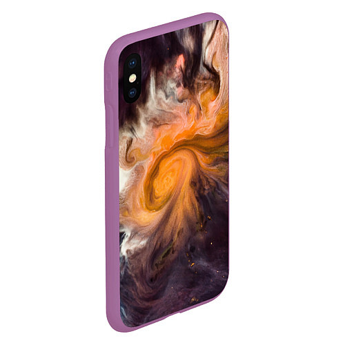 Чехол iPhone XS Max матовый Неоновые краски - Оранжевый / 3D-Фиолетовый – фото 2