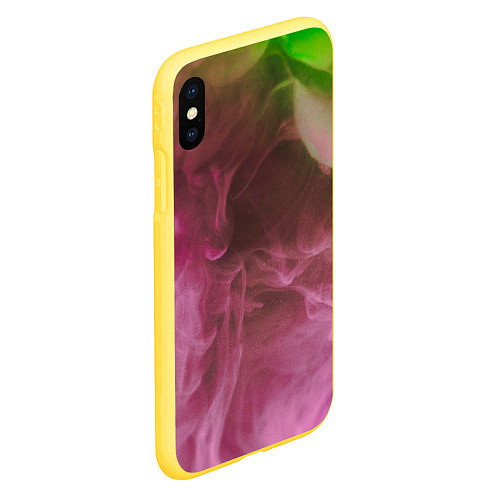 Чехол iPhone XS Max матовый Неоновый дым - Розовый и зелёный / 3D-Желтый – фото 2