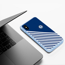 Чехол iPhone XS Max матовый Челси полосы, цвет: 3D-голубой — фото 2