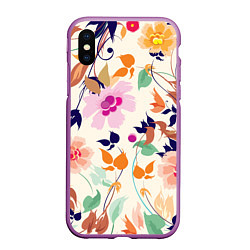 Чехол iPhone XS Max матовый Summer floral pattern