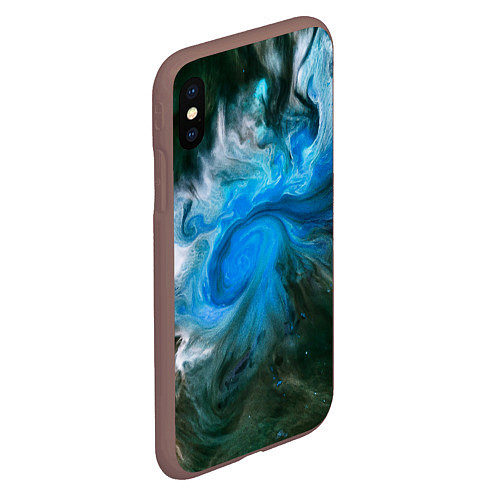 Чехол iPhone XS Max матовый Неоновые краски - Синий / 3D-Коричневый – фото 2