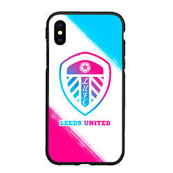 Чехол iPhone XS Max матовый Leeds United Neon Gradient, цвет: 3D-черный