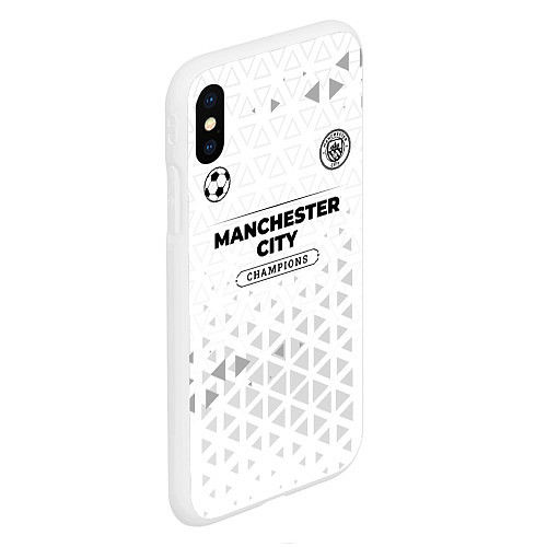 Чехол iPhone XS Max матовый Manchester City Champions Униформа / 3D-Белый – фото 2
