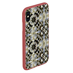 Чехол iPhone XS Max матовый Black silver geometry, цвет: 3D-красный — фото 2
