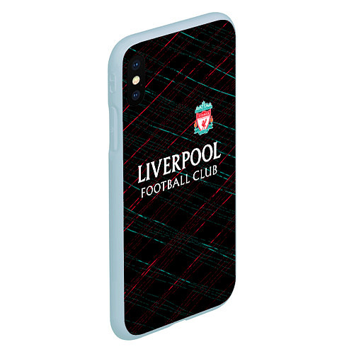 Чехол iPhone XS Max матовый Liverpool ливерпуль чёрточки / 3D-Голубой – фото 2