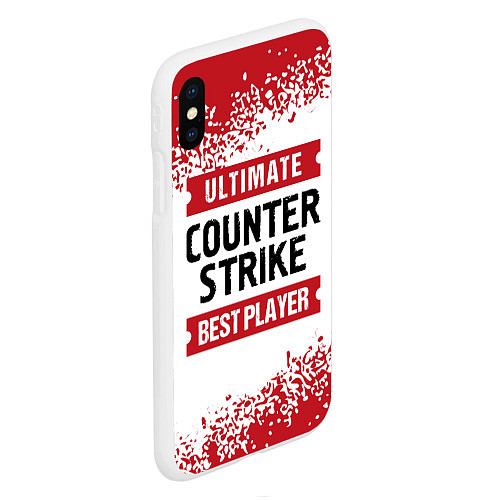 Чехол iPhone XS Max матовый Counter Strike: красные таблички Best Player и Ult / 3D-Белый – фото 2