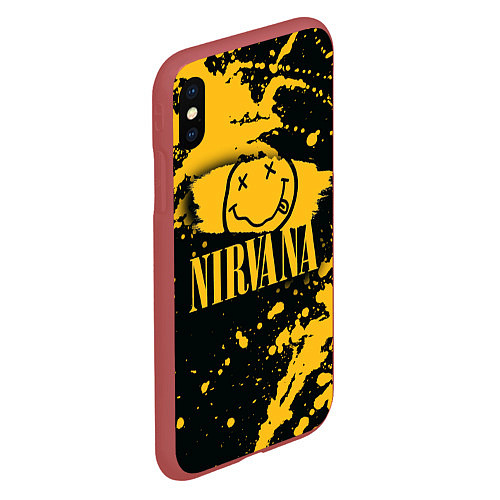 Чехол iPhone XS Max матовый NIRVANA логотип и краска / 3D-Красный – фото 2