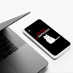 Чехол iPhone XS Max матовый Неприветливый кот, цвет: 3D-белый — фото 2