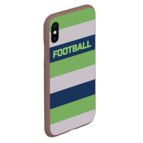 Чехол iPhone XS Max матовый Цветные полосы текст футбол Text football colored / 3D-Коричневый – фото 2