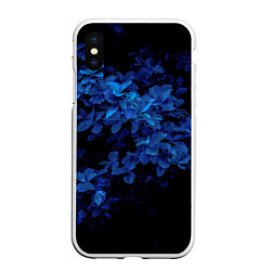 Чехол iPhone XS Max матовый BLUE FLOWERS Синие цветы, цвет: 3D-белый