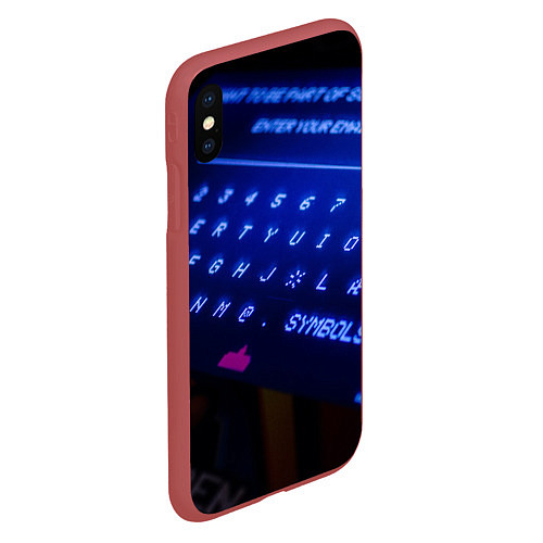 Чехол iPhone XS Max матовый Неоновая клавиатура - Синий / 3D-Красный – фото 2