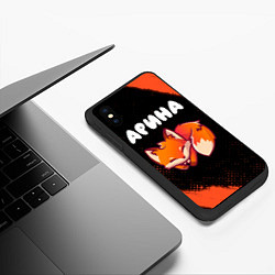 Чехол iPhone XS Max матовый Арина - ЛИСИЧКА - Краски, цвет: 3D-черный — фото 2