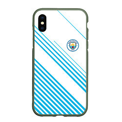 Чехол iPhone XS Max матовый Манчестер сити голубые полоски