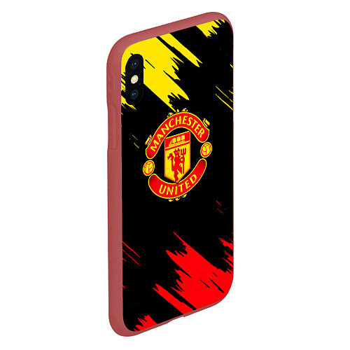 Чехол iPhone XS Max матовый Manchester united Texture / 3D-Красный – фото 2