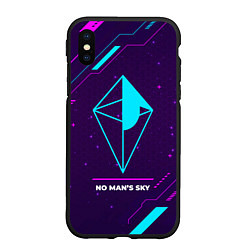 Чехол iPhone XS Max матовый Символ No Mans Sky в неоновых цветах на темном фон, цвет: 3D-черный