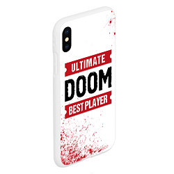 Чехол iPhone XS Max матовый Doom: красные таблички Best Player и Ultimate, цвет: 3D-белый — фото 2