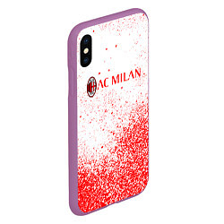 Чехол iPhone XS Max матовый Ac milan красные брызги, цвет: 3D-фиолетовый — фото 2