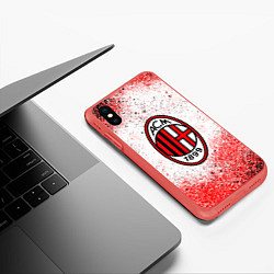 Чехол iPhone XS Max матовый Ac milan красно черные брызги, цвет: 3D-красный — фото 2