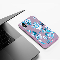 Чехол iPhone XS Max матовый Летний стилизованный цветочный паттерн, цвет: 3D-сиреневый — фото 2
