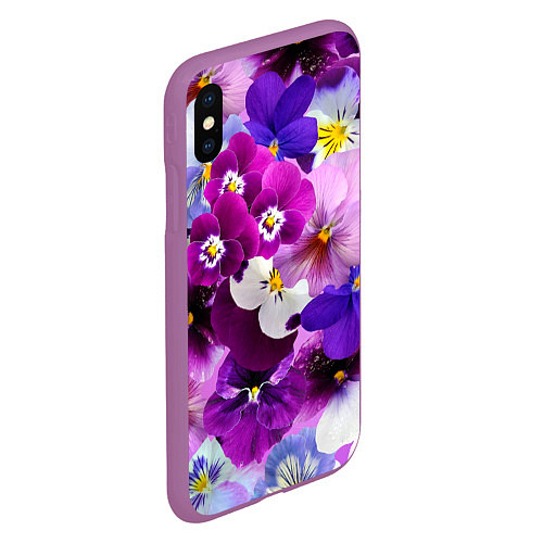 Чехол iPhone XS Max матовый CHARMING PANSIES / 3D-Фиолетовый – фото 2