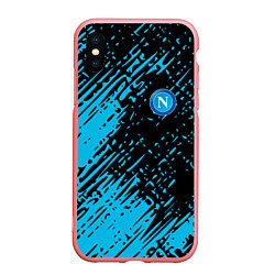 Чехол iPhone XS Max матовый Napoli голубая textura