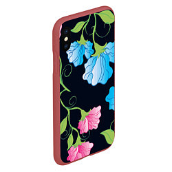 Чехол iPhone XS Max матовый Яркие удивительные цветы в летней ночи, цвет: 3D-красный — фото 2