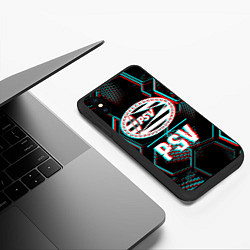 Чехол iPhone XS Max матовый PSV FC в стиле Glitch на темном фоне, цвет: 3D-черный — фото 2