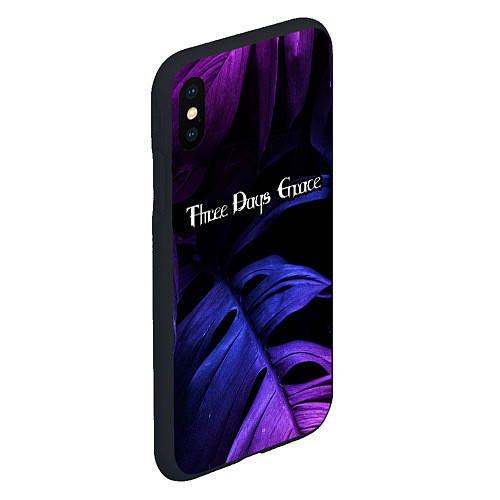 Чехол iPhone XS Max матовый Three Days Grace Neon Monstera / 3D-Черный – фото 2