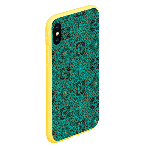 Чехол iPhone XS Max матовый Зеленые классические фигуры / 3D-Желтый – фото 2
