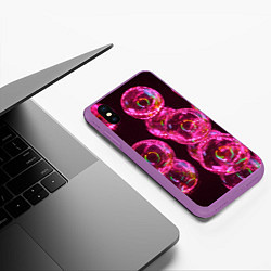 Чехол iPhone XS Max матовый Неоновые сюрреалистичные пузыри - Розовый, цвет: 3D-фиолетовый — фото 2