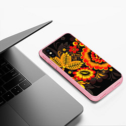 Чехол iPhone XS Max матовый Хохломская Роспись Цветы На Тёмном Фоне, цвет: 3D-баблгам — фото 2