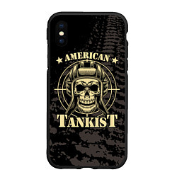 Чехол iPhone XS Max матовый American tankist Skull in the headset, цвет: 3D-черный