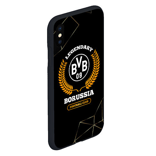 Чехол iPhone XS Max матовый Лого Borussia и надпись Legendary Football Club на / 3D-Черный – фото 2