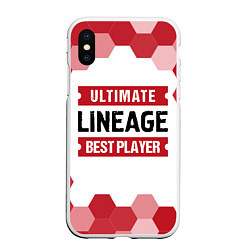 Чехол iPhone XS Max матовый Lineage: красные таблички Best Player и Ultimate, цвет: 3D-белый