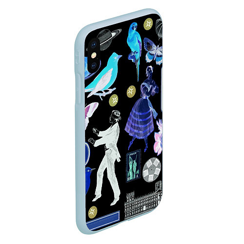 Чехол iPhone XS Max матовый Underground pattern Fashion 2077 / 3D-Голубой – фото 2